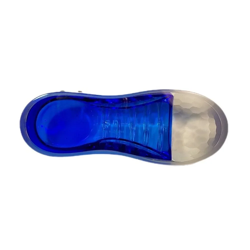 Paperweight Blue Glass SD Simon Designs Crystal Sneaker Frosted Accent 6
